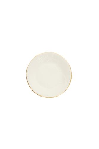 Coincasa χειροποίητο κεραμικό πιάτο με χρυσή λεπτομέρεια 20 cm - 007109460 Λευκό